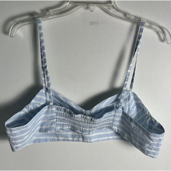 Anthropologie Mare Mare Blue Striped Cotton Smocked Bralette Sz XL NWOT - Picture 5 of 9